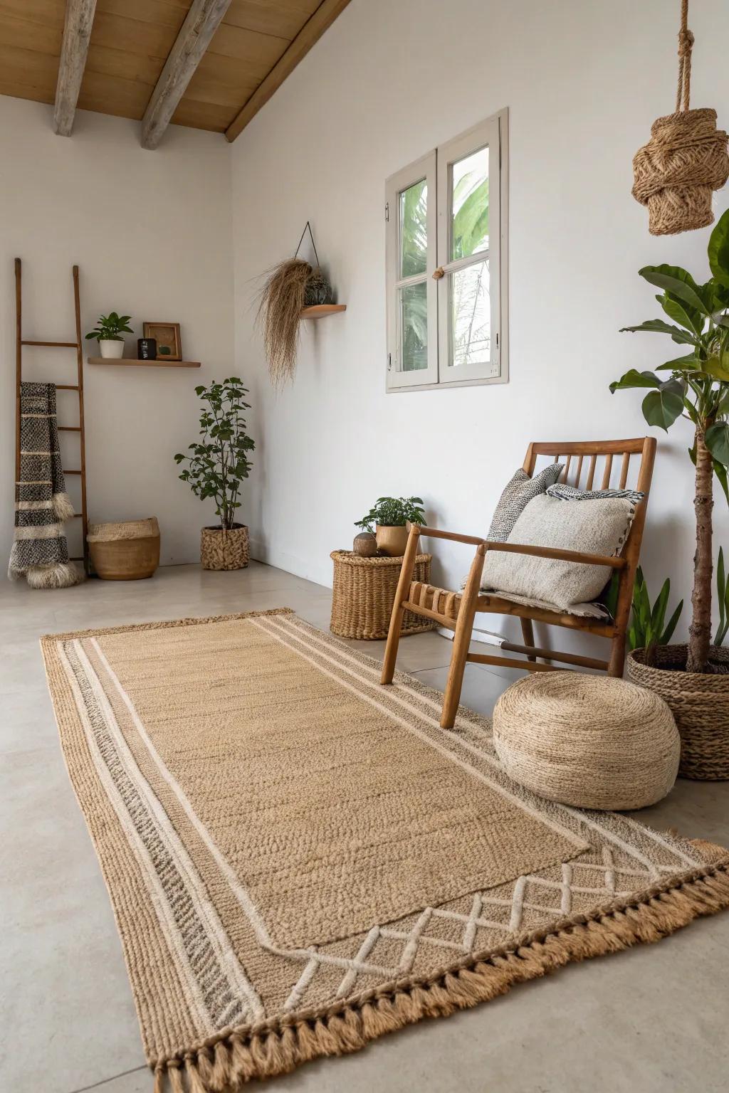 Choose eco-friendly style with natural fiber rugs.