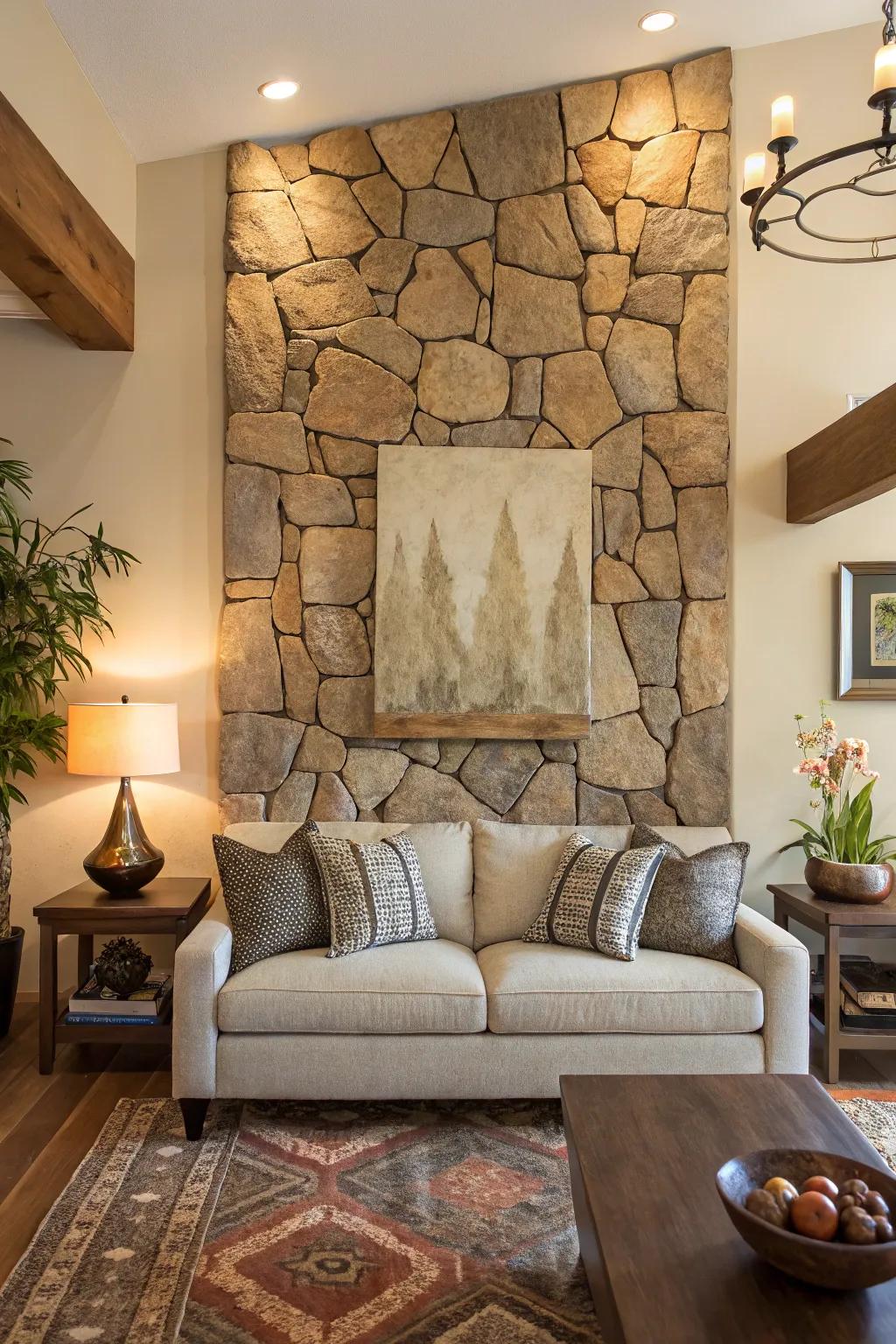 Express your creativity with a stunning stone wall art piece.