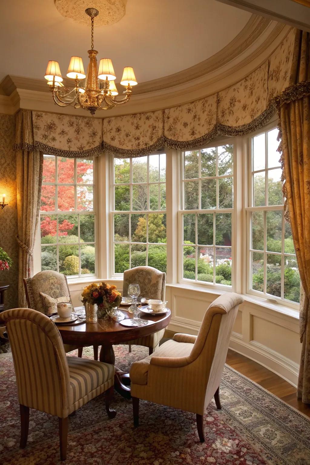 Bay windows add luxury and offer expansive views in your dining area.