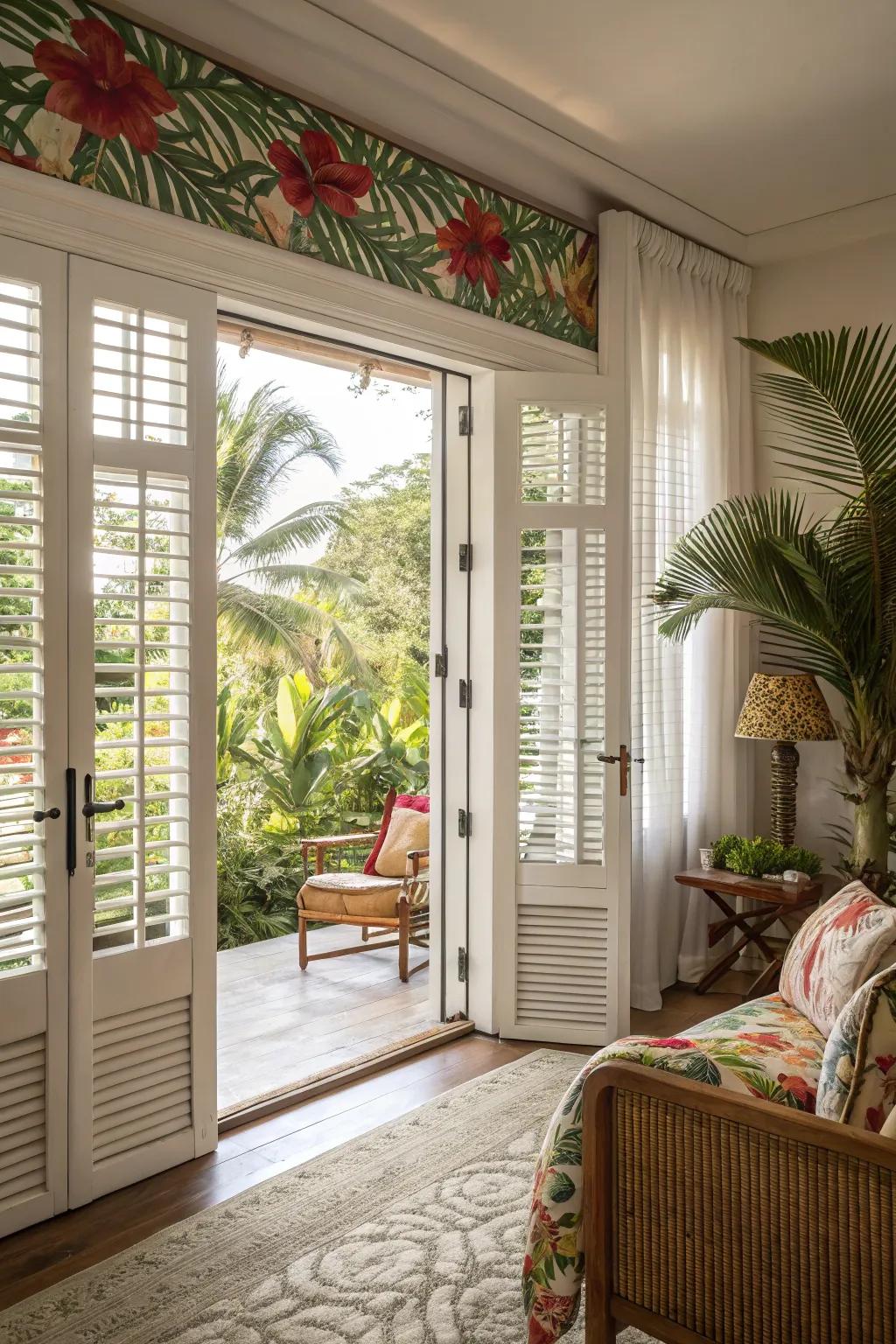 Add tropical flair with louvered doors.