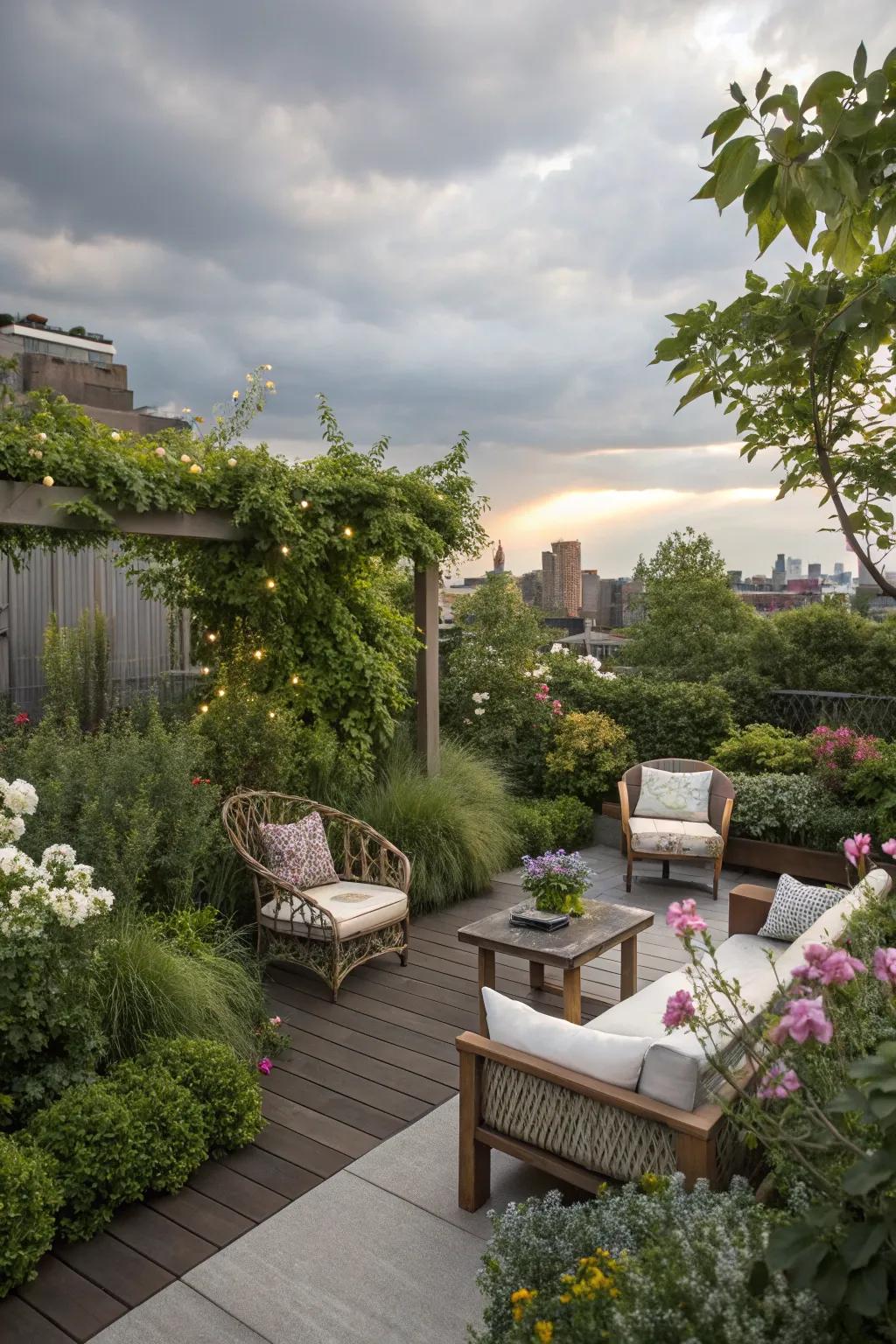 A rooftop garden that provides a serene escape.