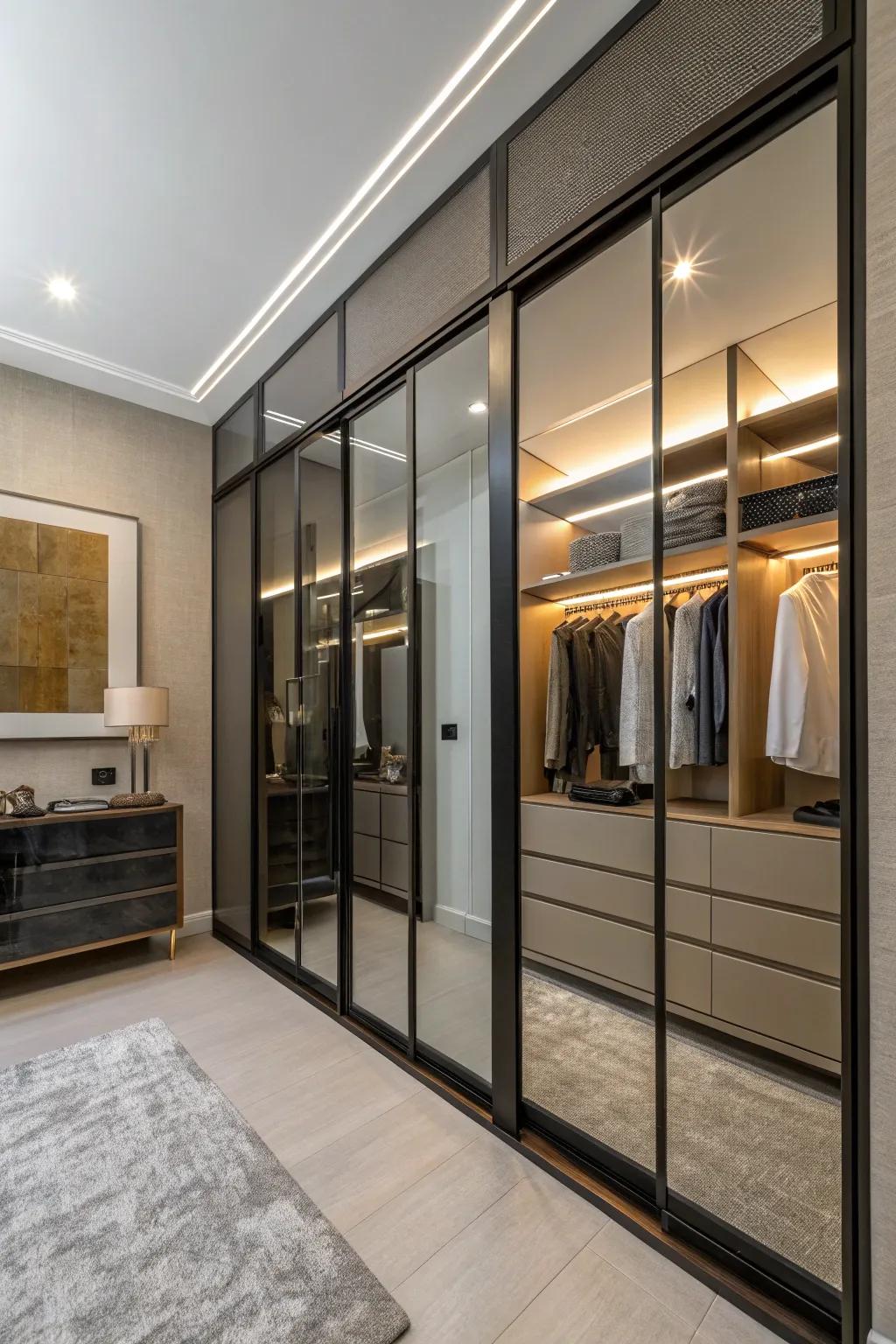 Sliding doors save space and offer a contemporary look.