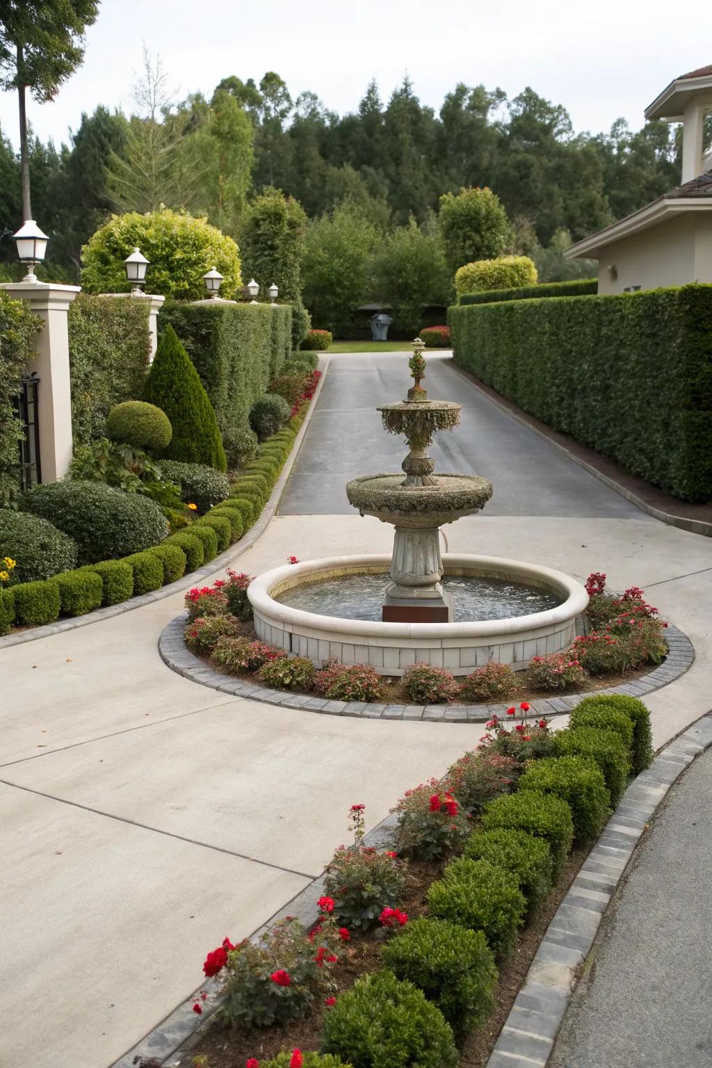 A central focus fountain emphasizes entrance and elegance.