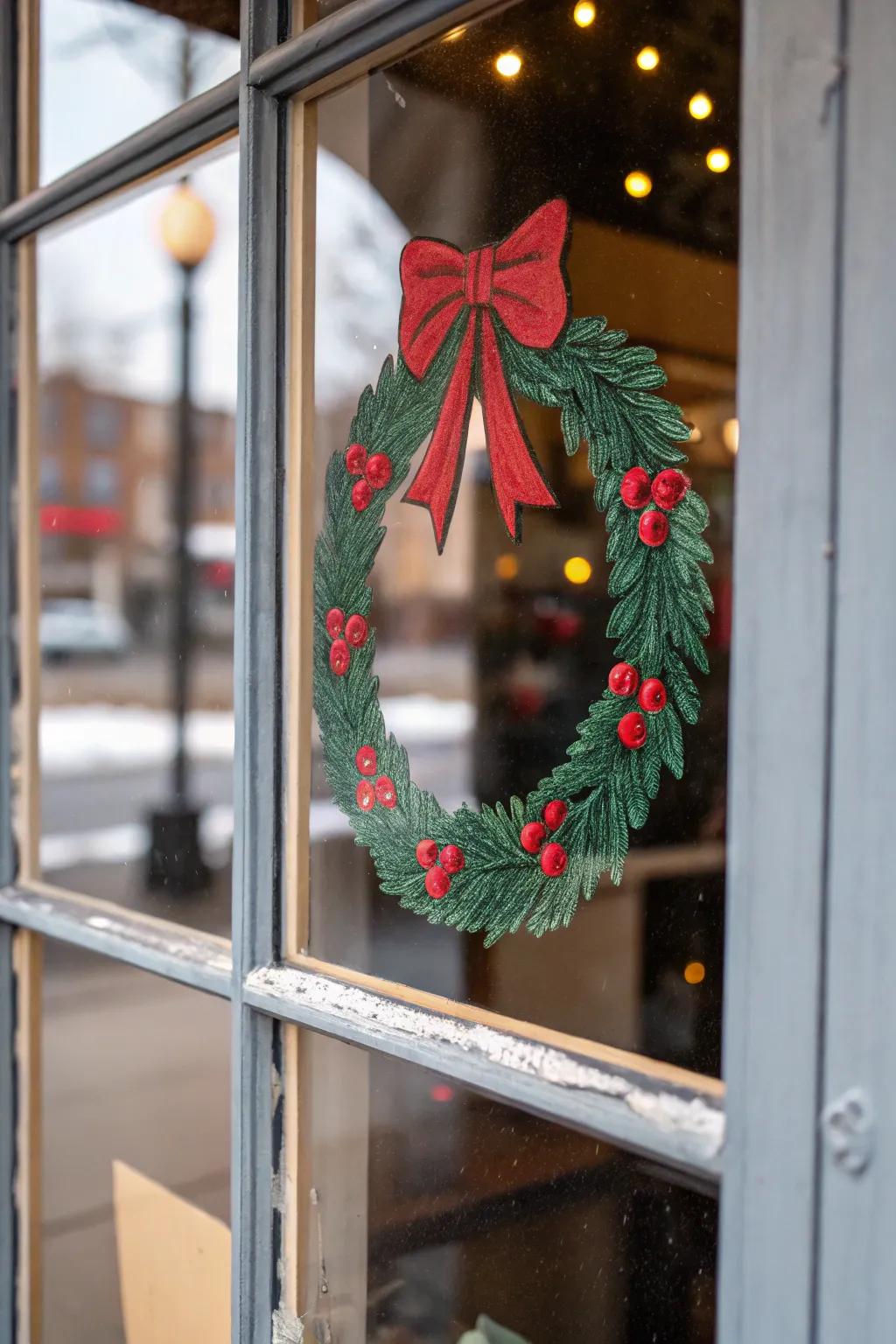 A festive wreath framing your holiday view