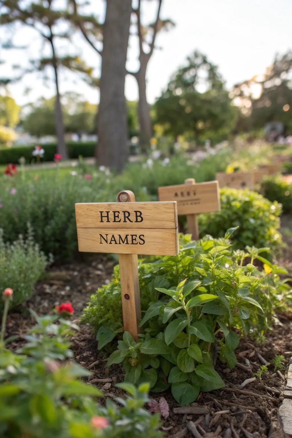 Engraved plant markers are a stylish and practical addition to any garden.