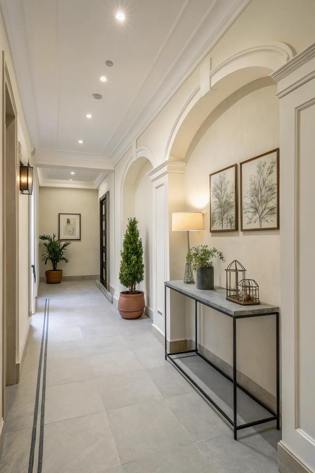 Minimalism in a foyer provides a calm and inviting entrance.