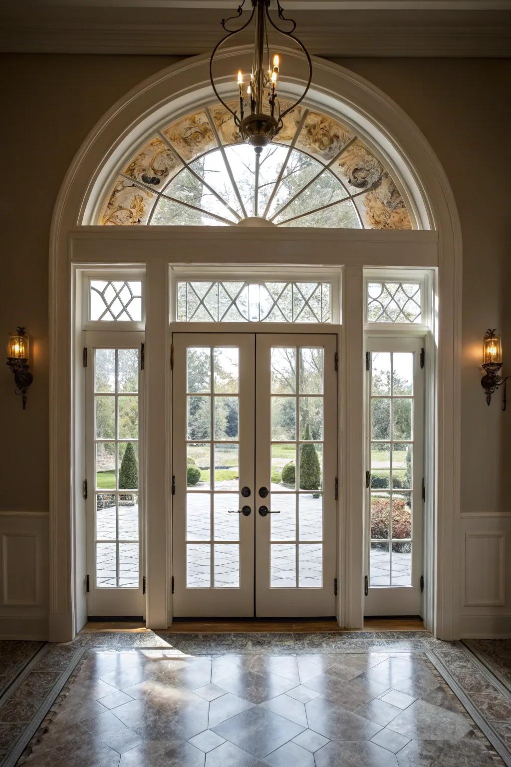 Transom windows enhance light and design.