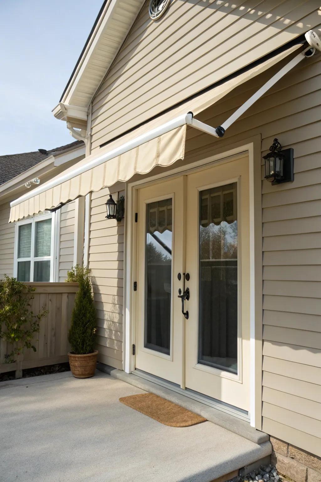 Retractable awnings offer practical flexibility.