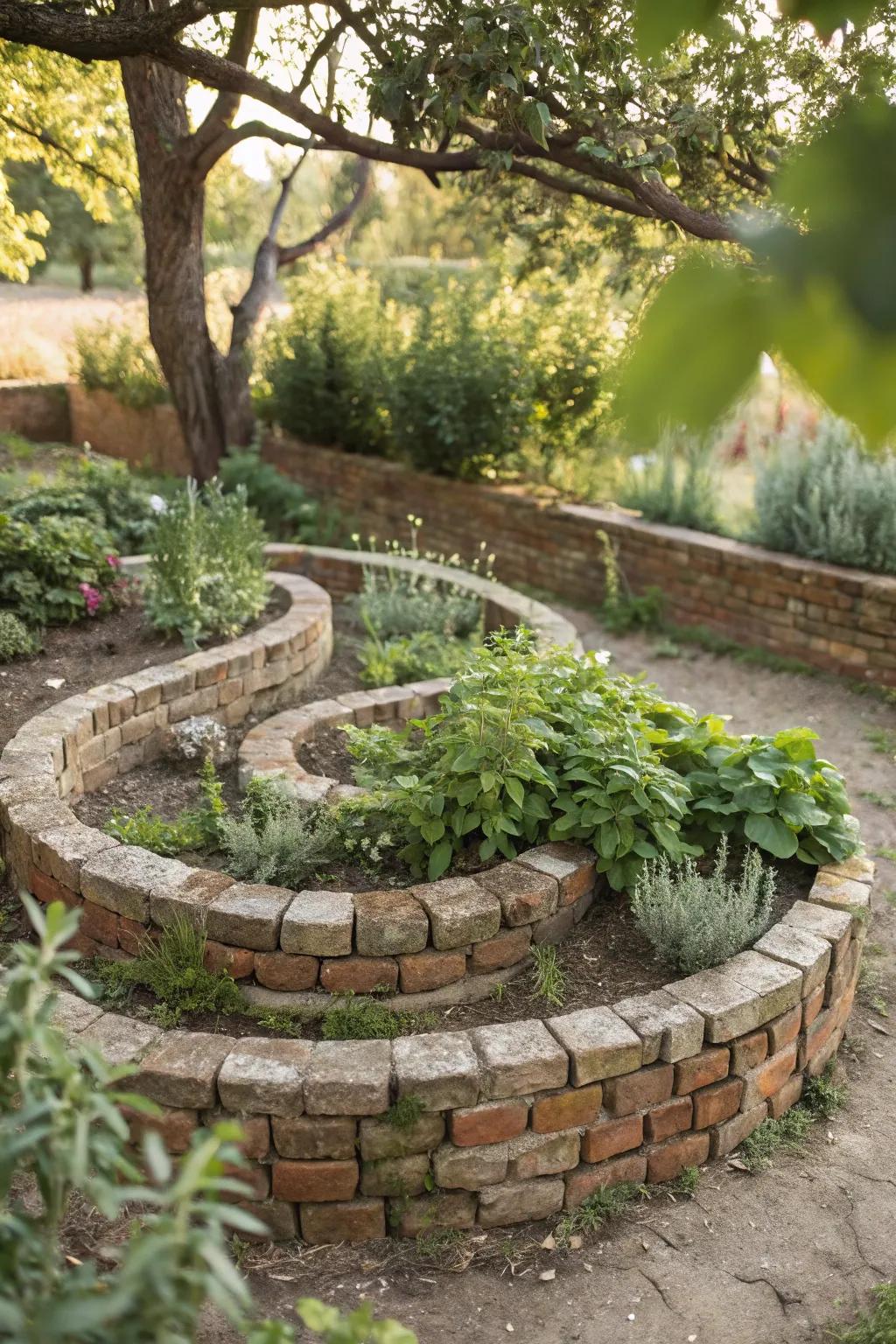 Herb spiral gardens offer a unique and practical planting solution.