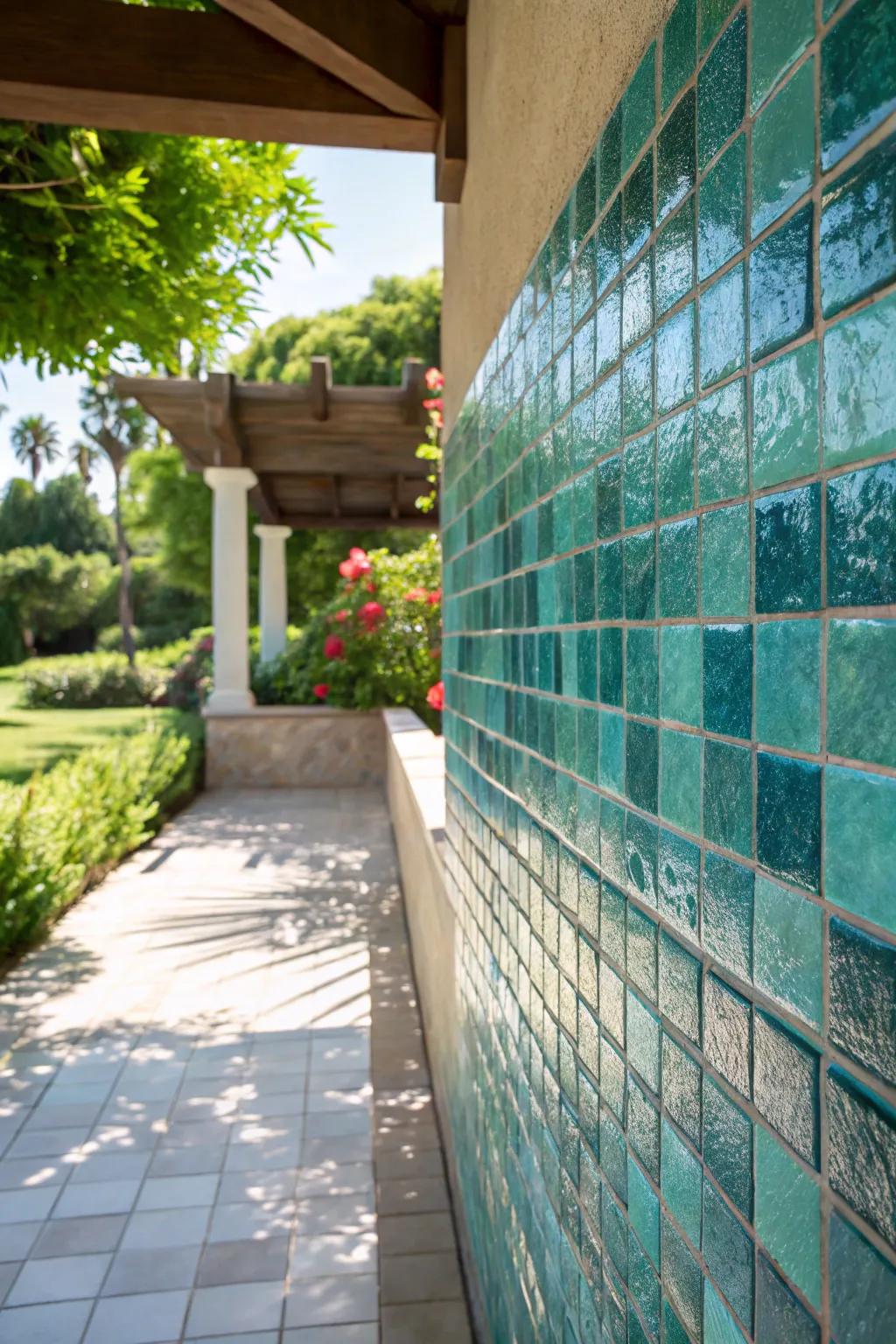 Glass tiles can transform outdoor spaces into refreshing retreats.