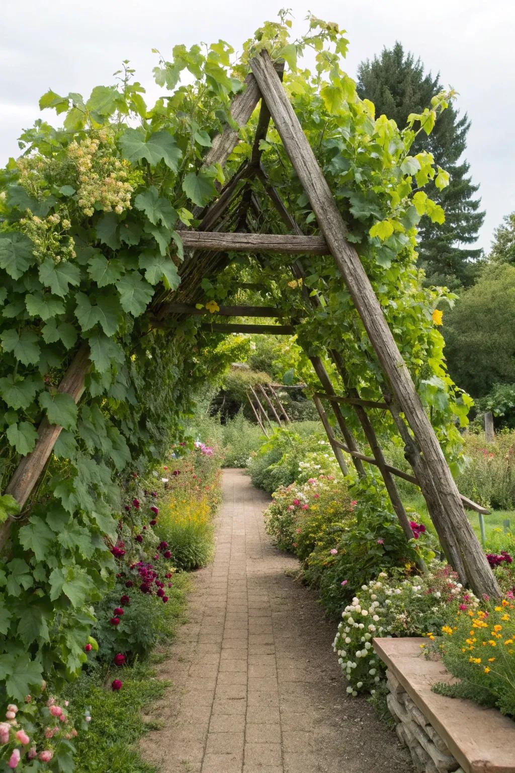 A-frame trellises offer simplicity and efficiency for grape growing.