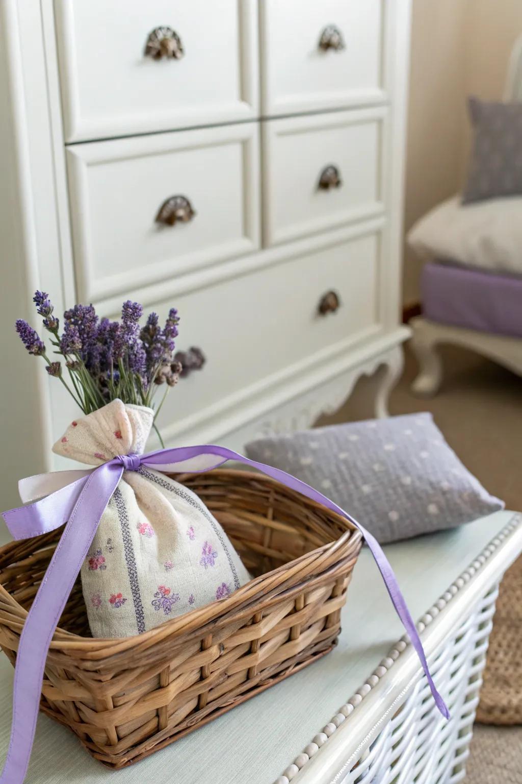 Lavender sachets to infuse calmness and tranquility.