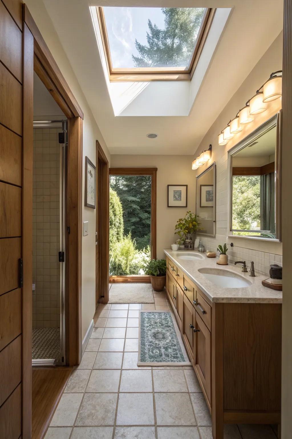 Skylights bring in abundant natural light.