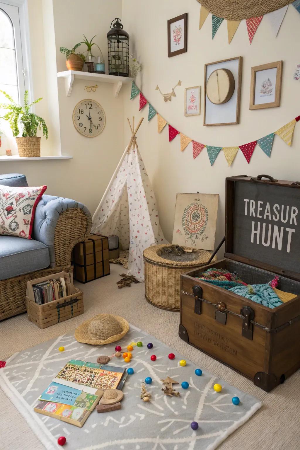 A treasure hunt setup that adds adventure to the party.