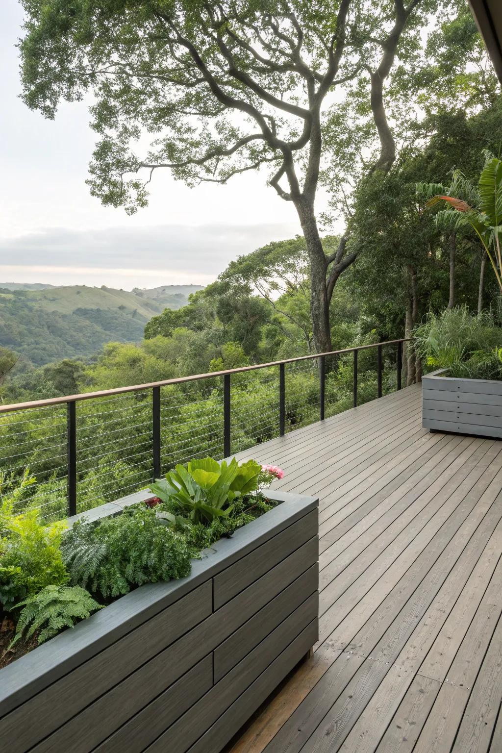 Seamless integration with the landscape enhances the deck's appeal.