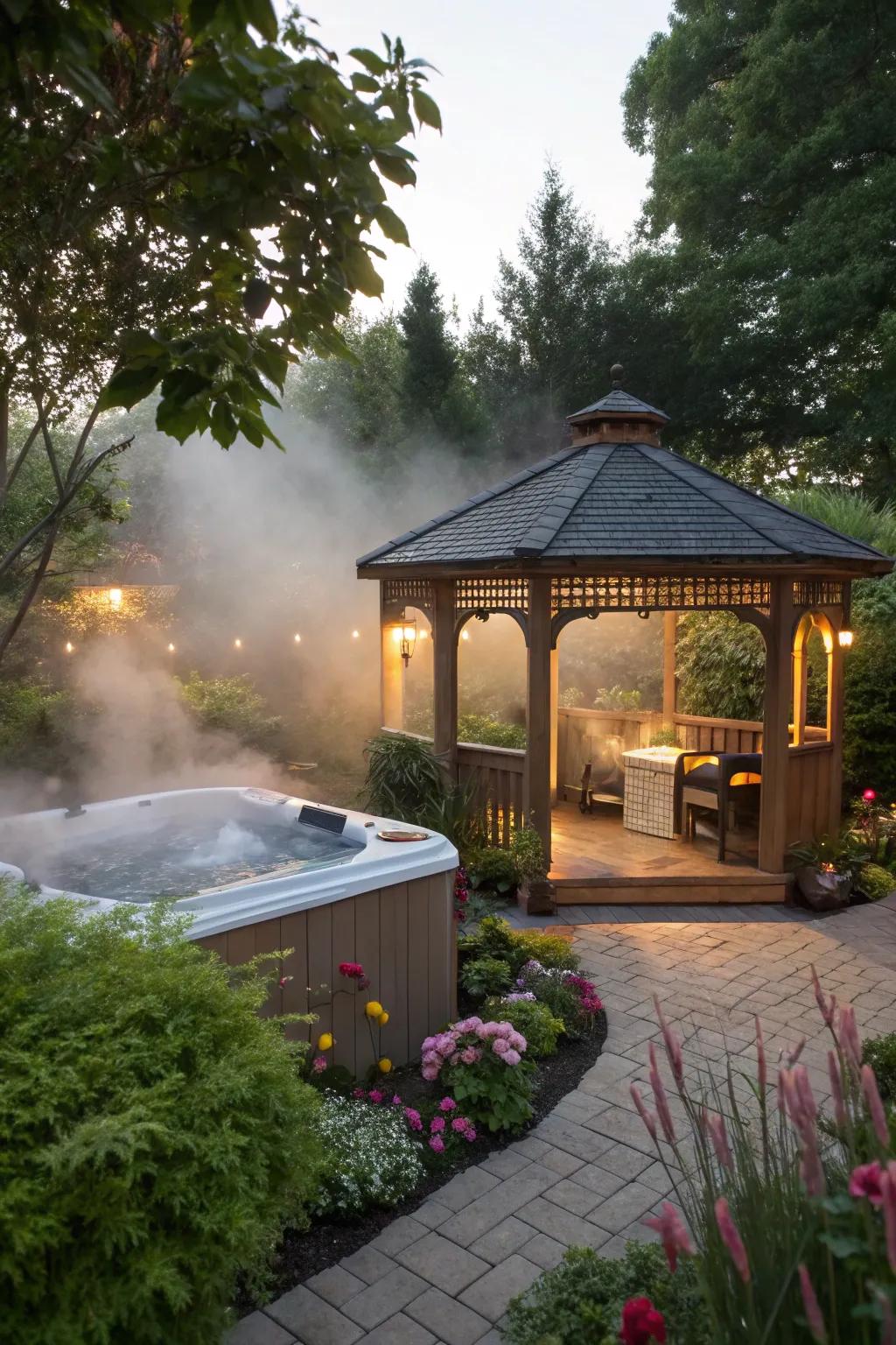 A sound system enhancing the gazebo's relaxing atmosphere.