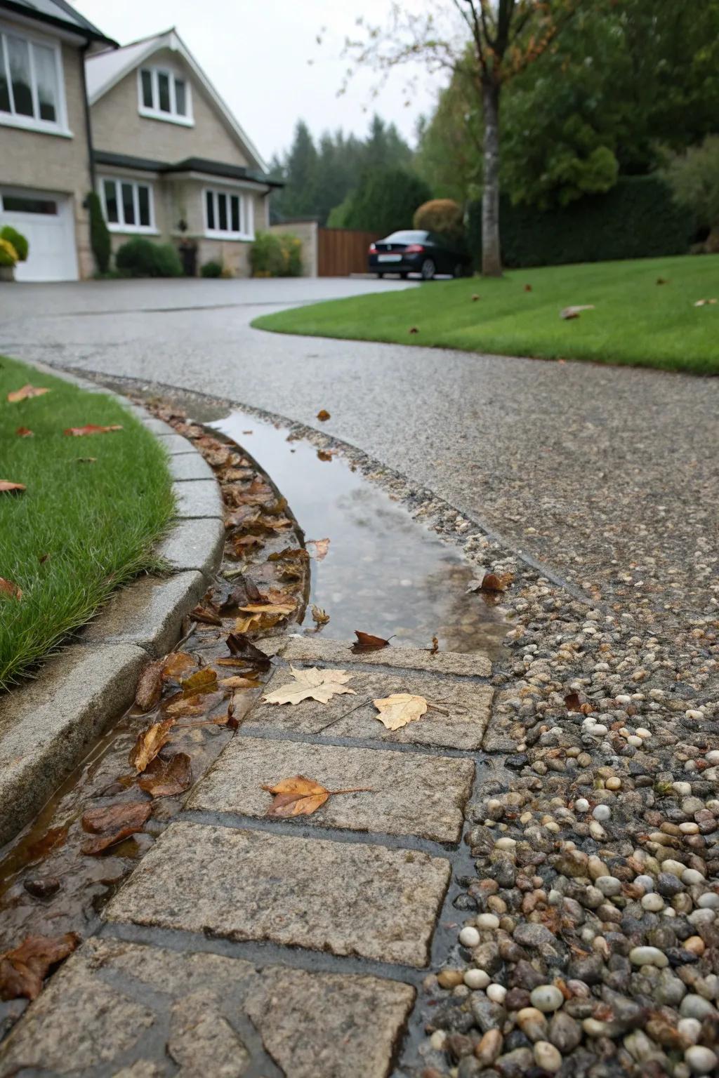 Permeable paving reduces runoff and keeps paths dry.