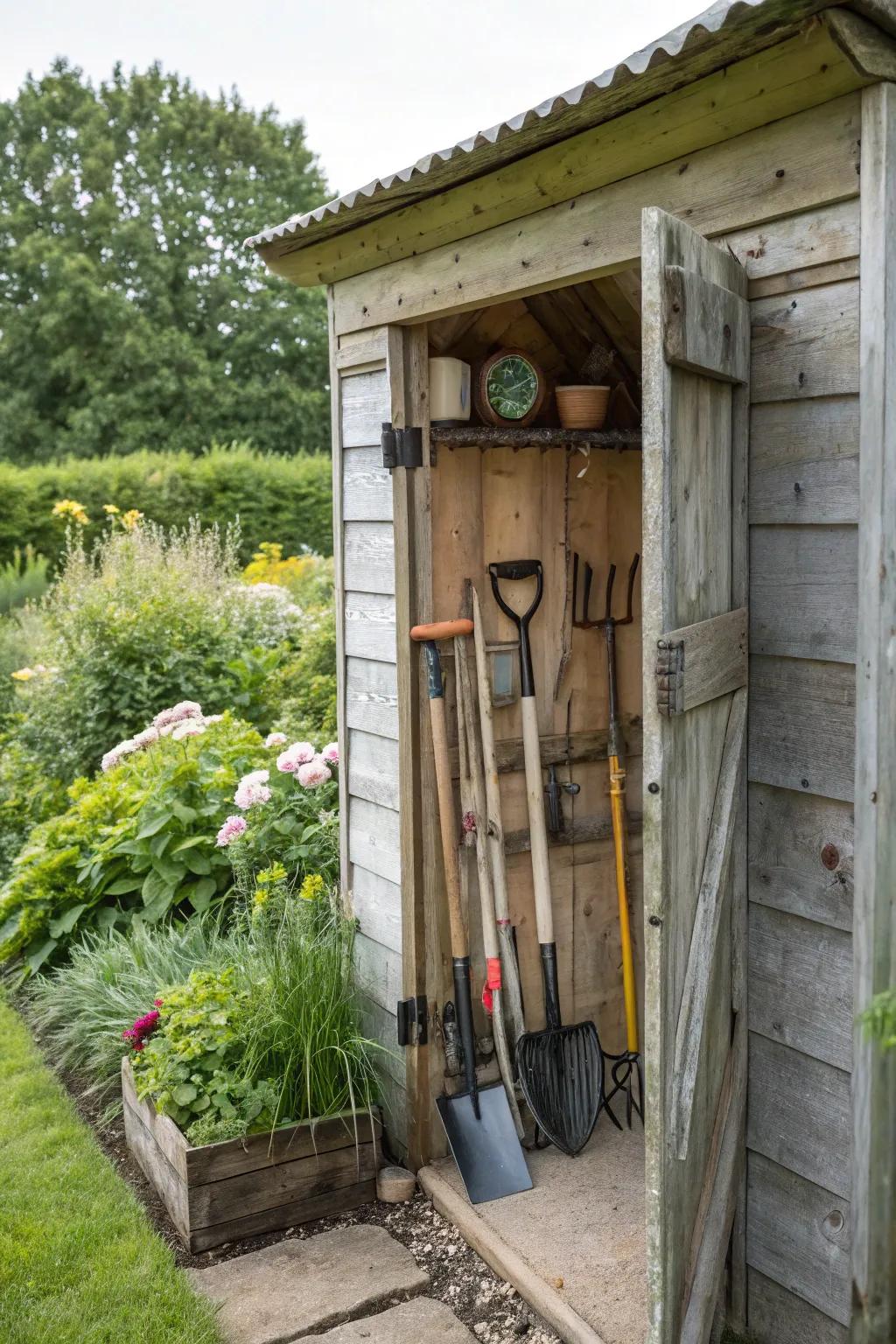 A corner tool holder turns unused space into organized storage.