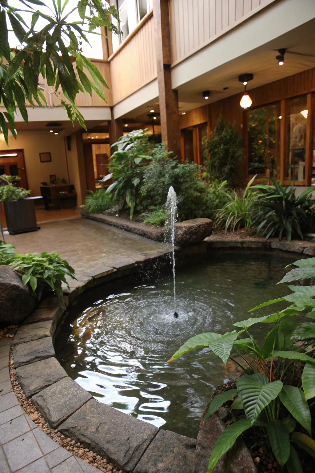 Fountains add a touch of elegance and soothing sounds to ponds.