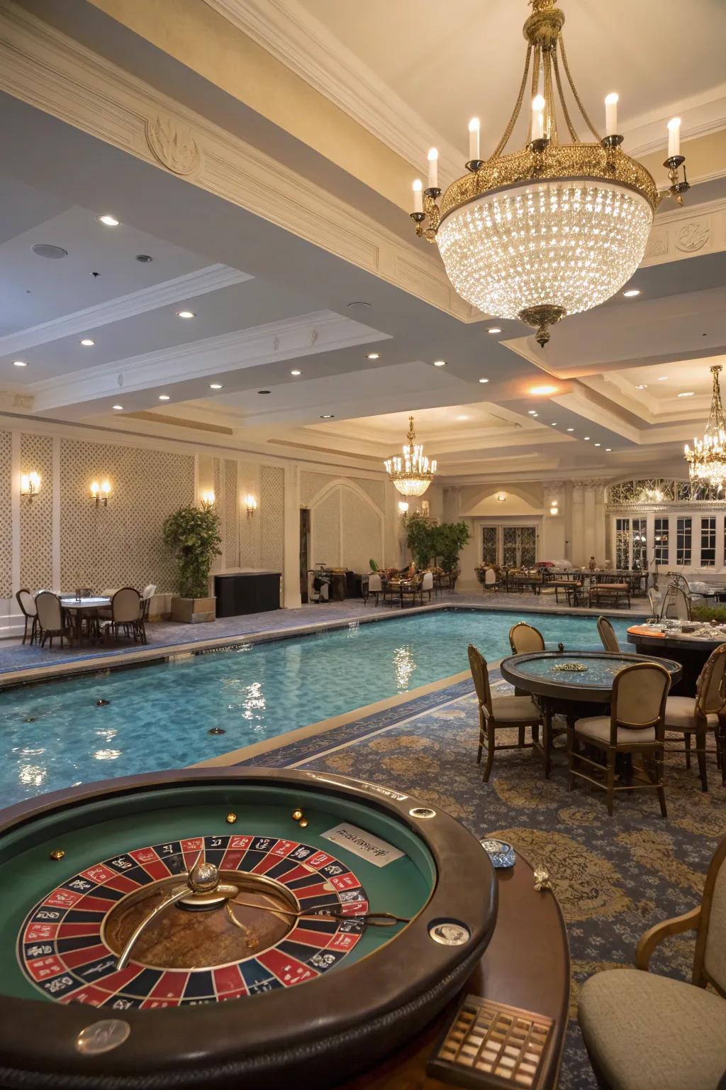 Experience the thrill of a casino night with stylish and sophisticated decor.