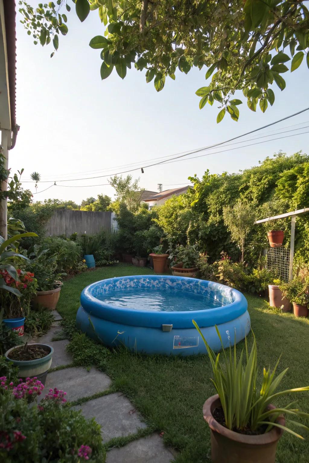 A green oasis that blends poolside and garden.