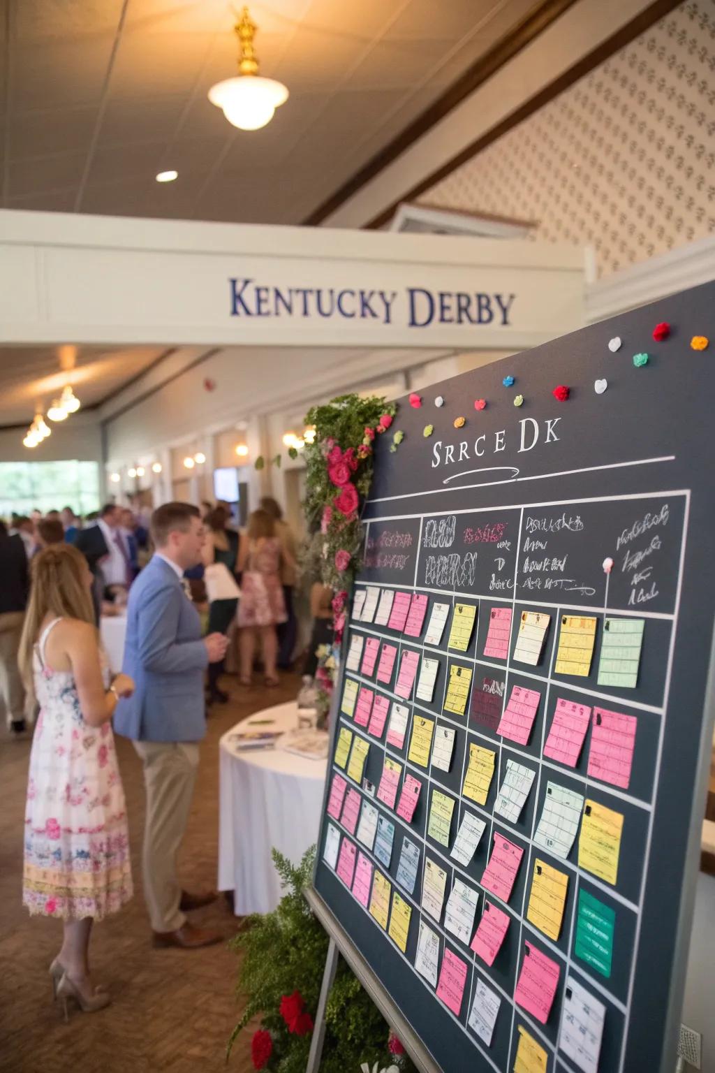 A lively betting board setup for Derby party fun.