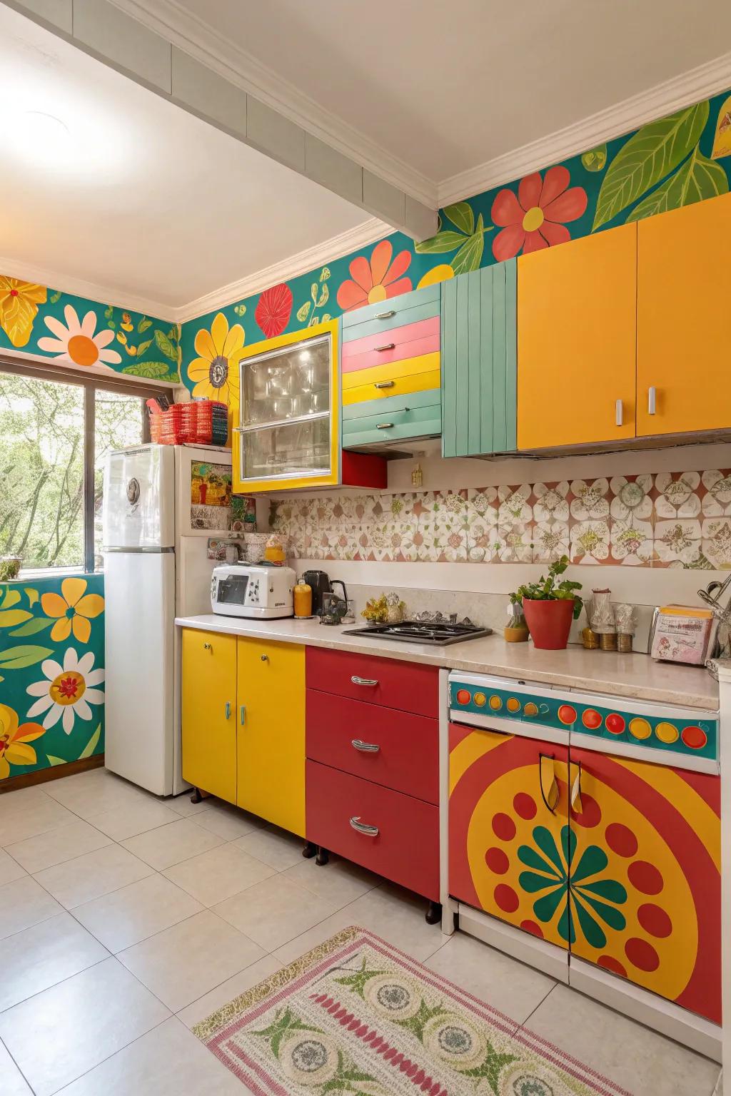 Vibrant colors on paneling add personality and energy.