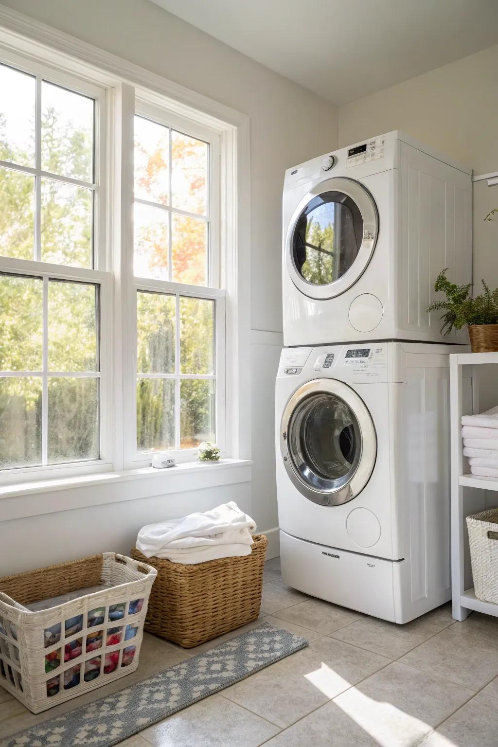 Bring in natural light to brighten your laundry space.