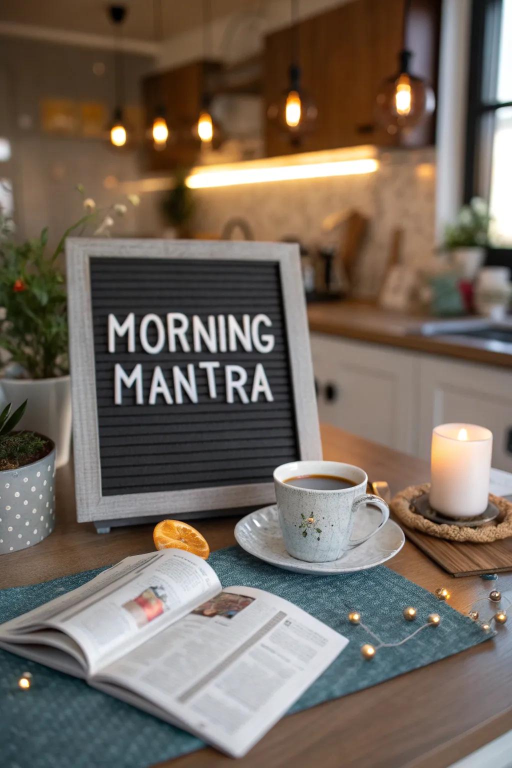 Start your day right with a motivating morning mantra on your letter board.