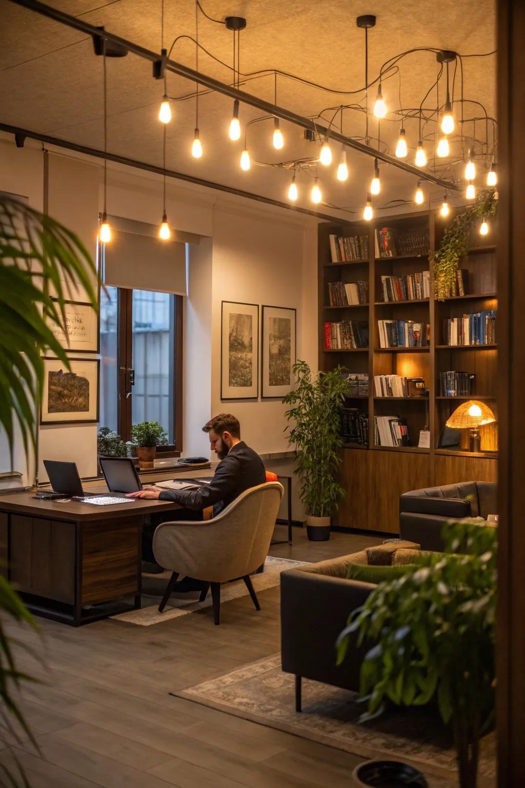 Ambient lighting enhances the mood and functionality of your office.