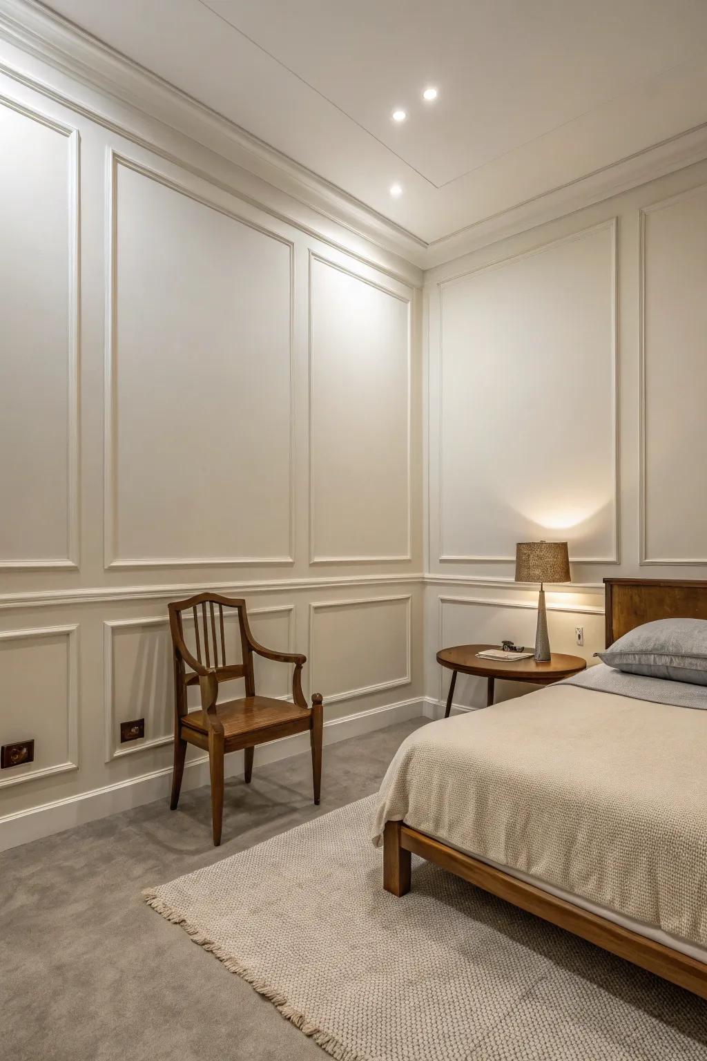 Recessed baseboards for a minimalist appeal.