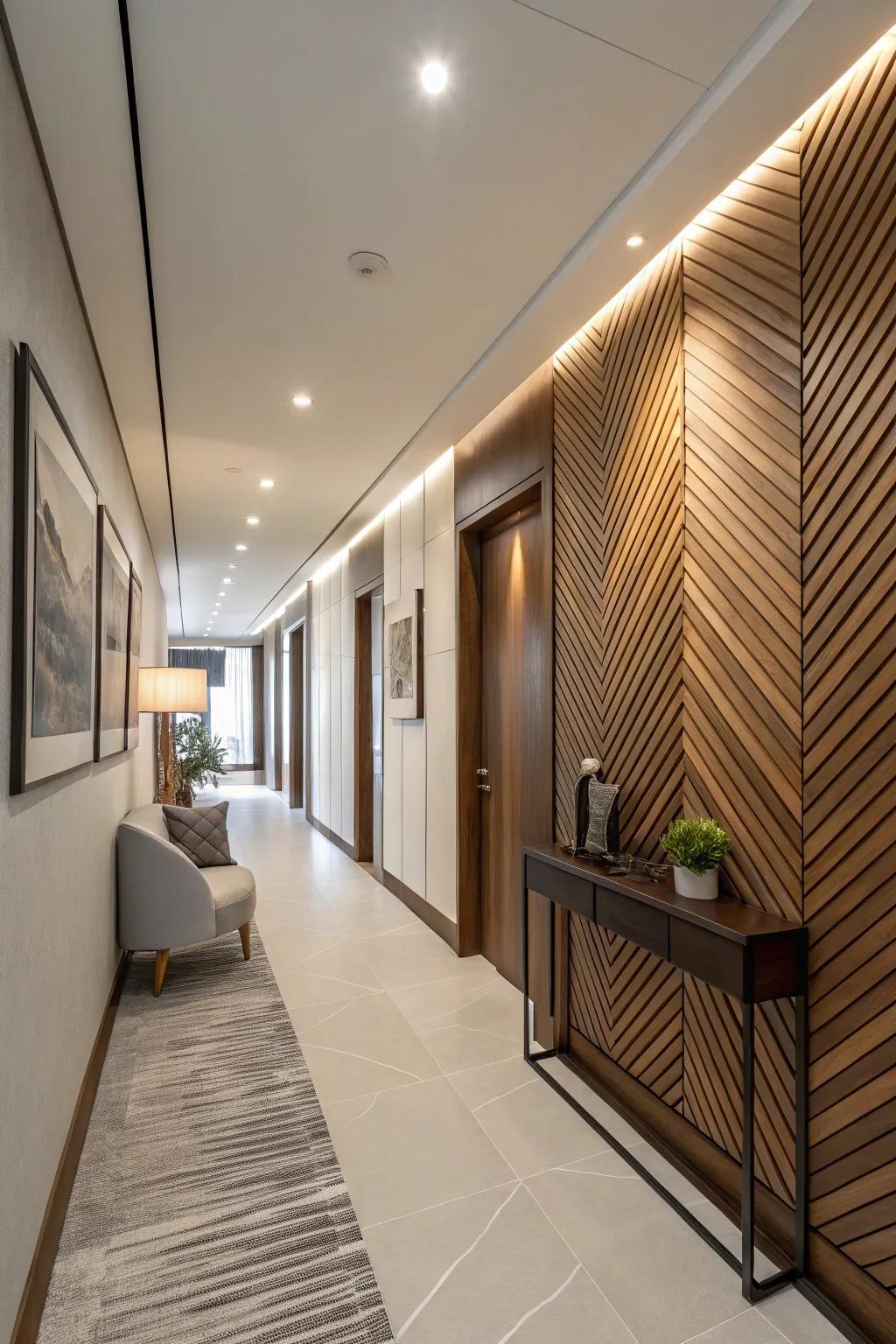 Make a chic statement with a contemporary twist on wood slat walls.