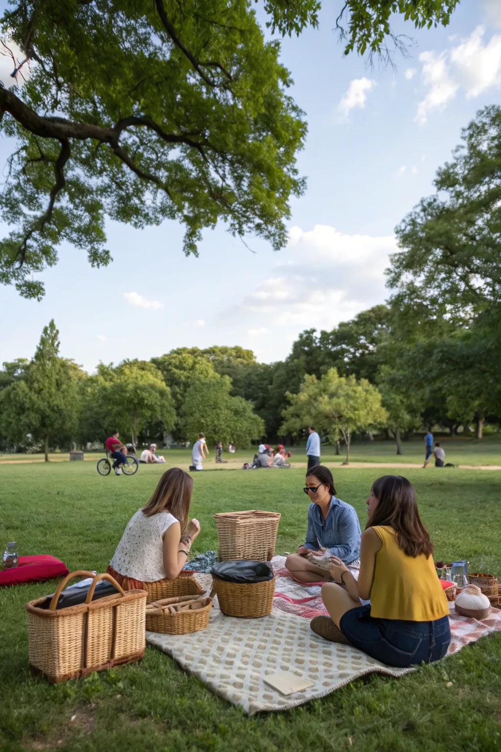 A relaxing picnic in the park with friends.