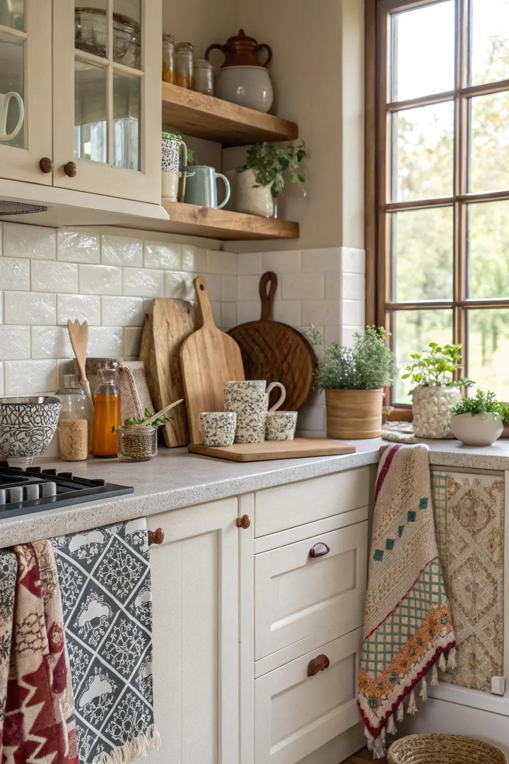 An eclectic mix makes for a vibrant kitchen space.