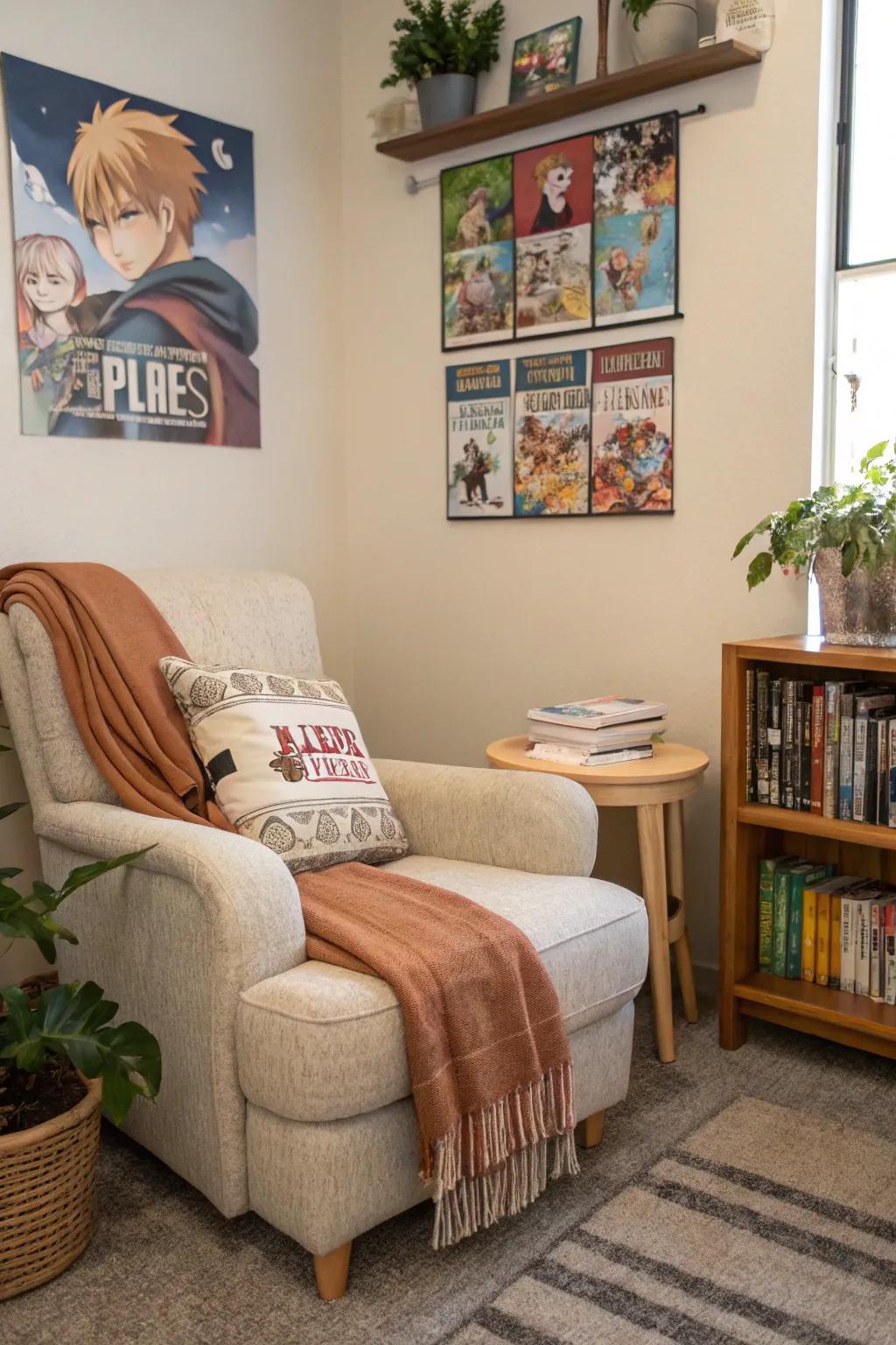 A reading nook is a must-have for manga enthusiasts.