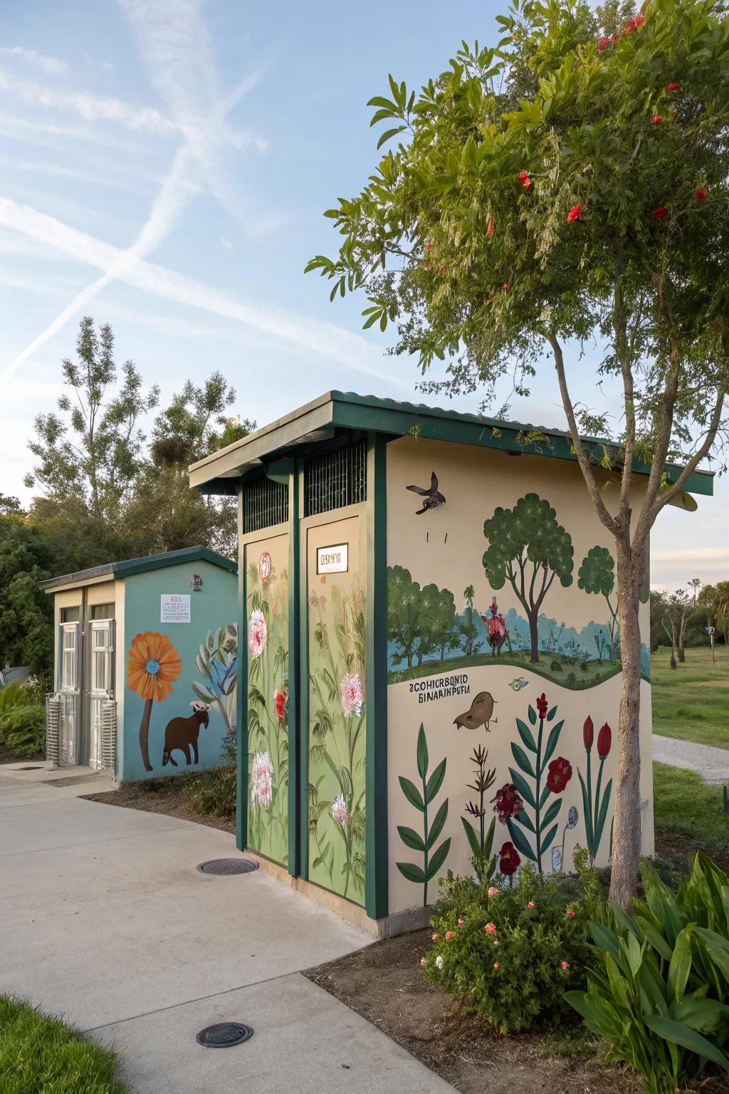 Art adds depth and personality to outdoor restrooms.