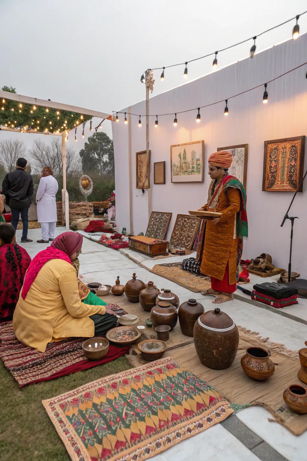 A cultural display corner enriching the pasni ceremony experience.