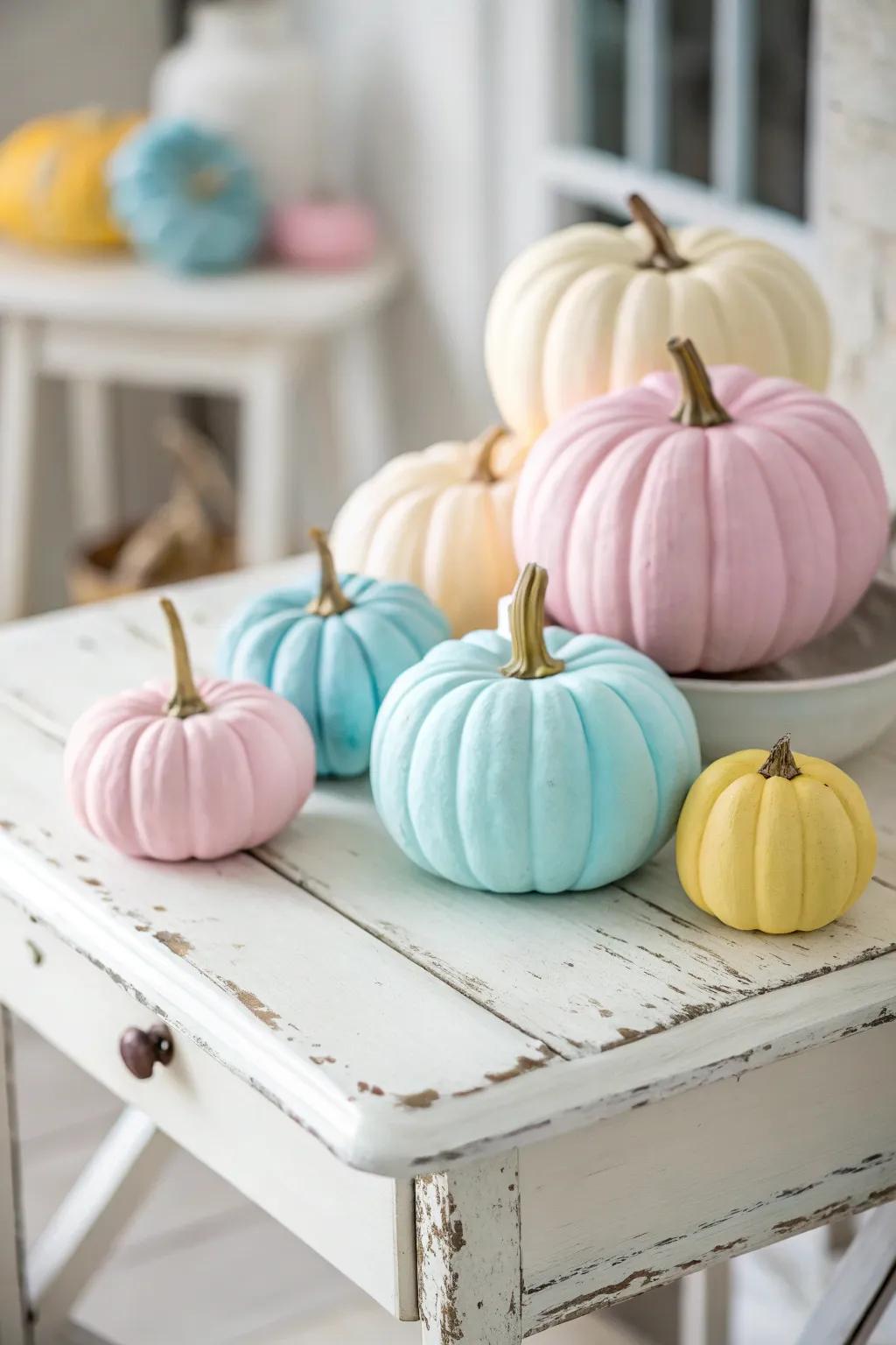 Surprise with soothing pastel-themed pumpkins.