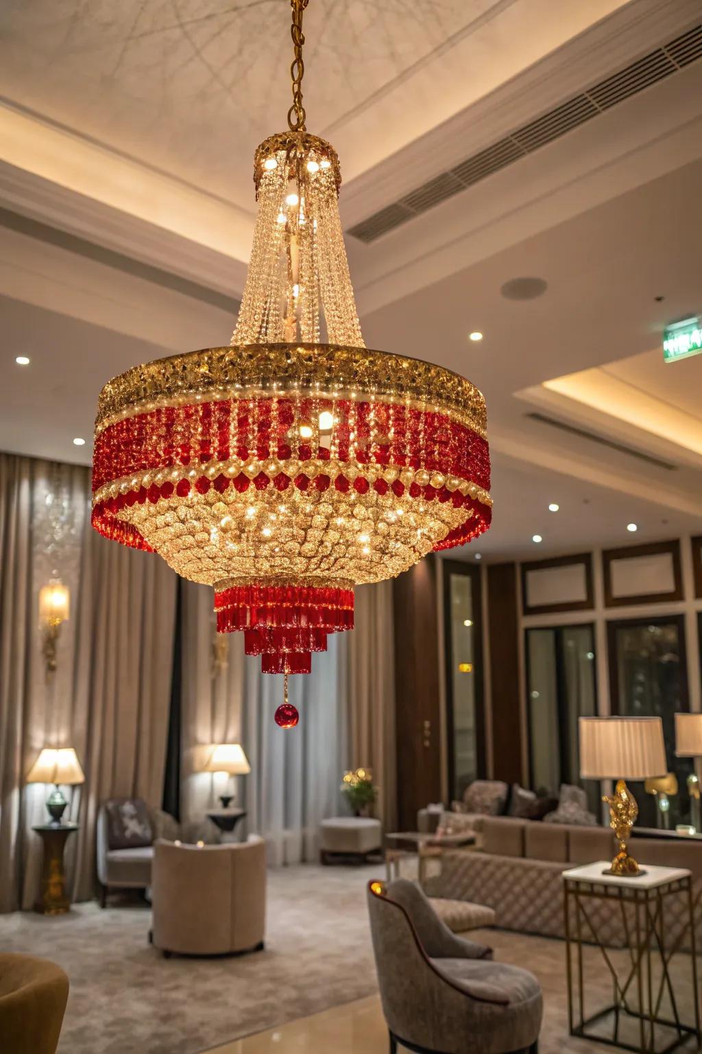 Chandelier accents bring opulence and sparkle.