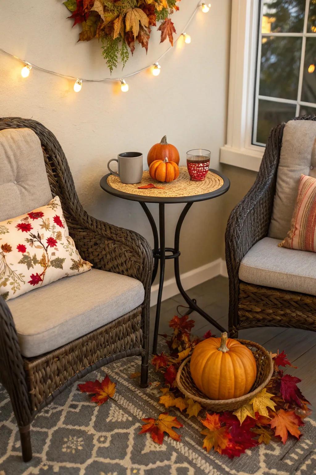 A cozy corner perfect for intimate fall portraits.