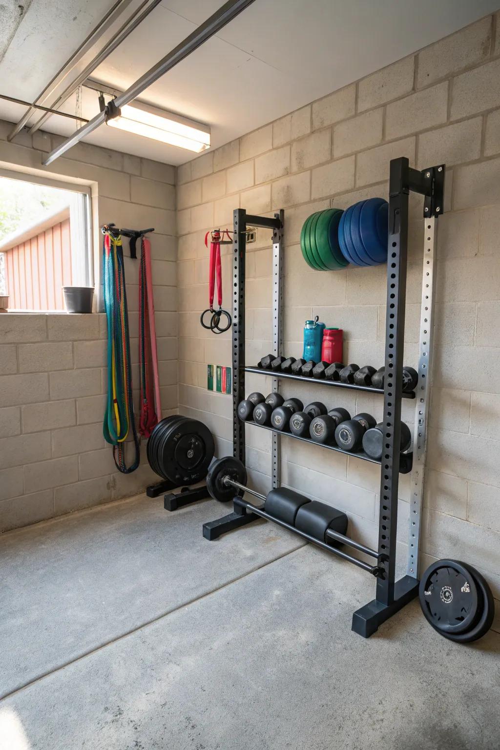 A compact gym for workouts right at home.