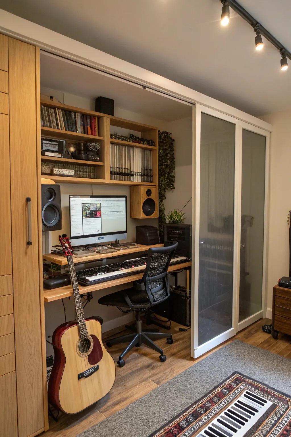 Sliding door cabinets offer discreet and efficient storage solutions.