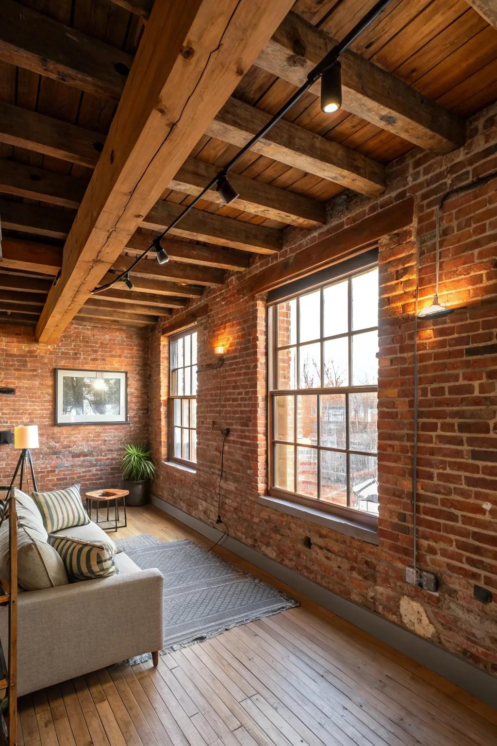 Highlighting architectural features adds character to a loft.