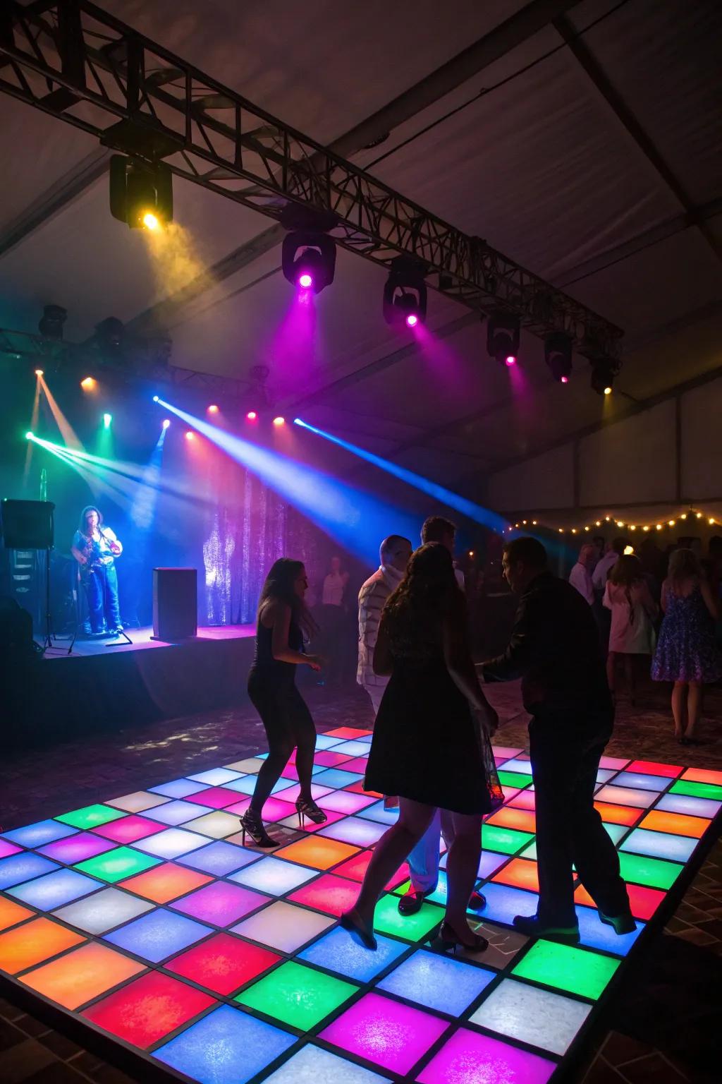 A lively dance floor where guests show off their moves.