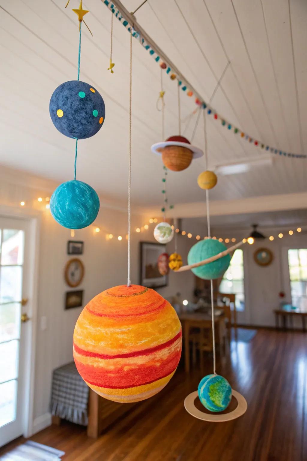 DIY space crafts add a personal and educational dimension to decor.