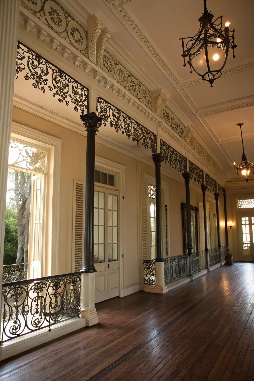 Ironwork details that bring elegance to a Southern interior.