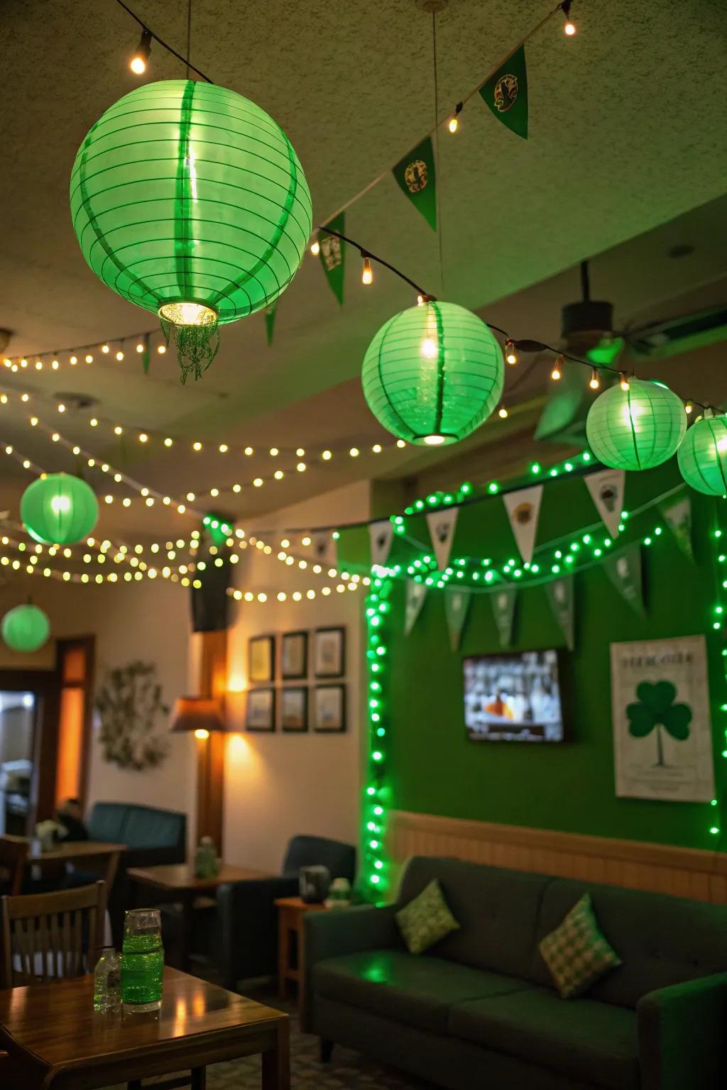 Set the mood with enchanting green lighting that transforms your space.