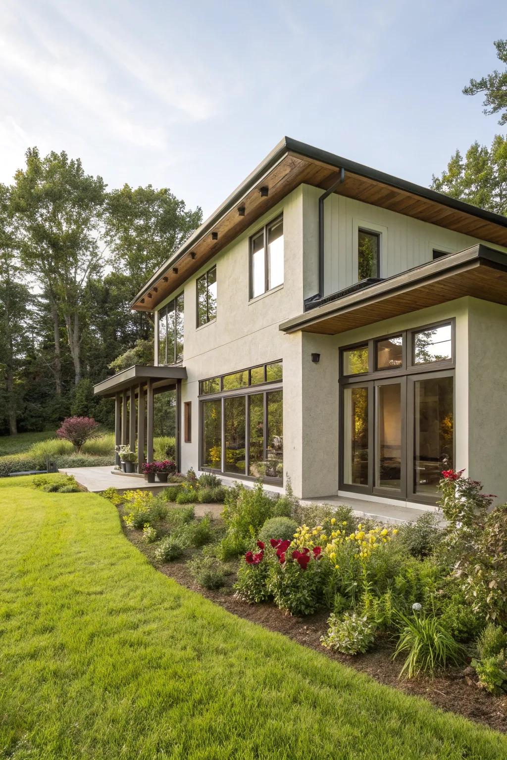 Sustainable trims enhance the eco-conscious design of this home.