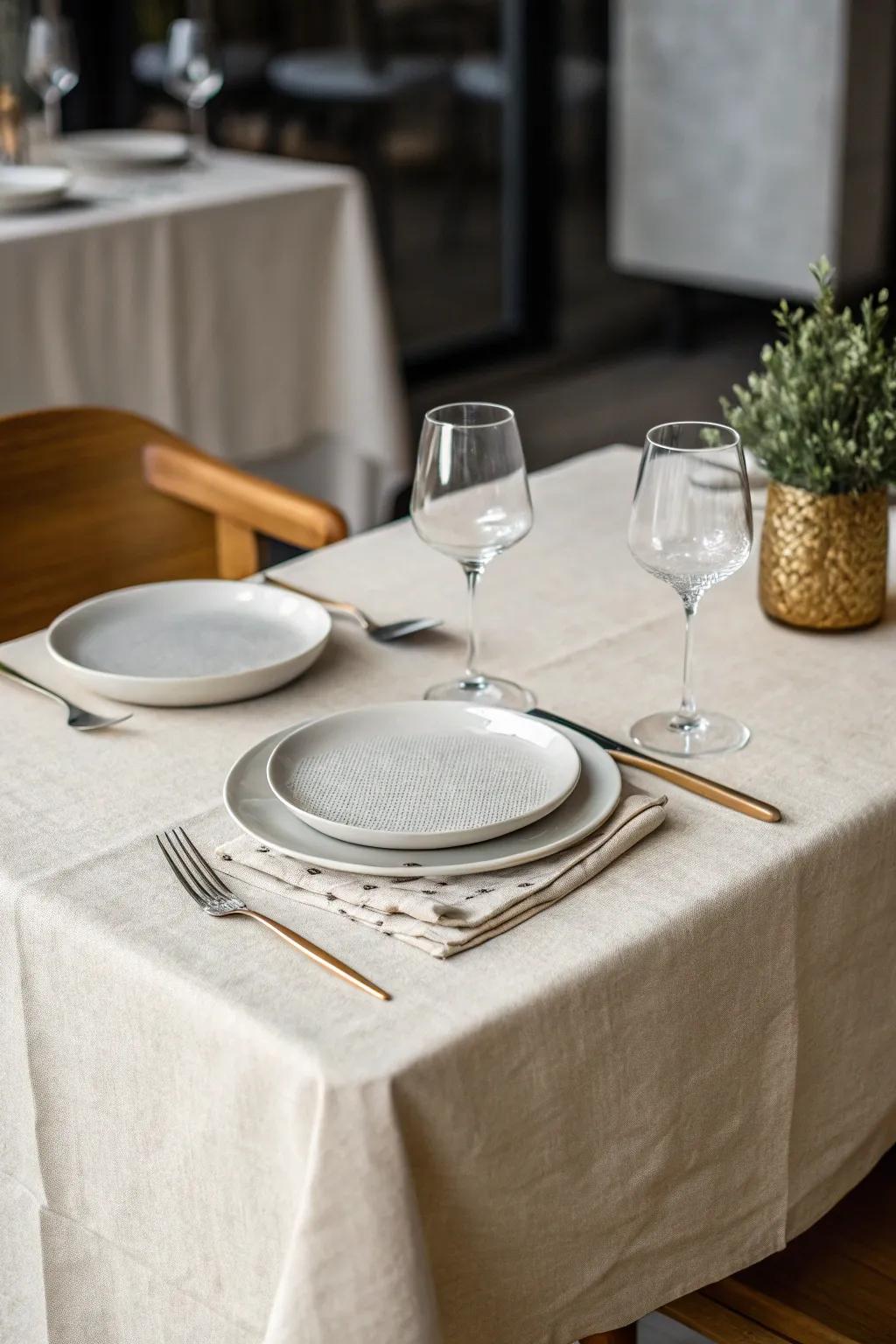 Drop cloths offer an elegant, minimalist backdrop.
