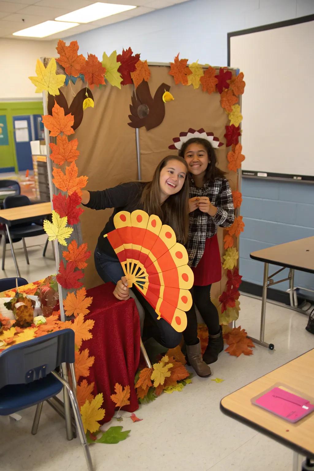 A Thanksgiving photo booth ready for capturing festive moments.